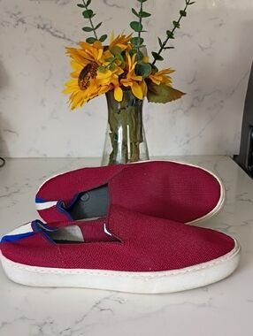 Rothy's Burgundy Slip-On with Blue Sole Accent